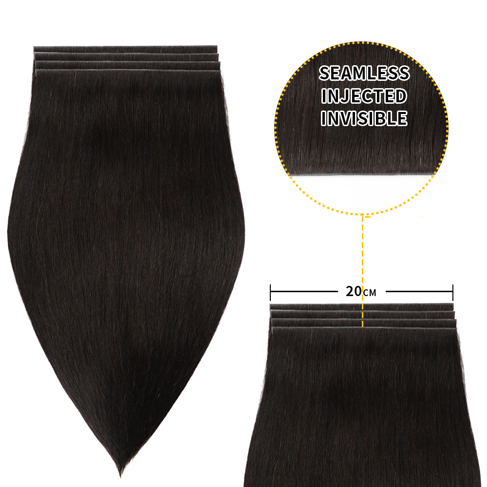 Yilite (#1B) Natural Black Tape Weft Hair Extensions
