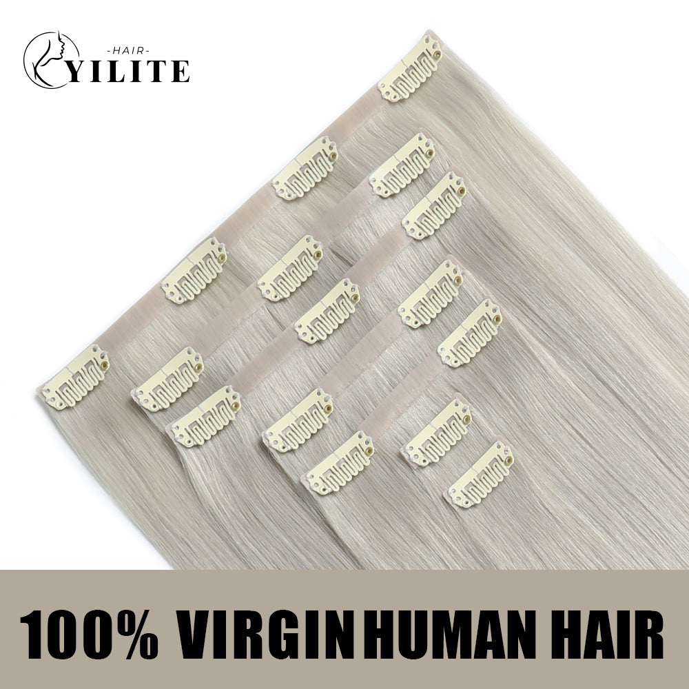 Yilite Silver Seamless Clip Ins 7Pcs