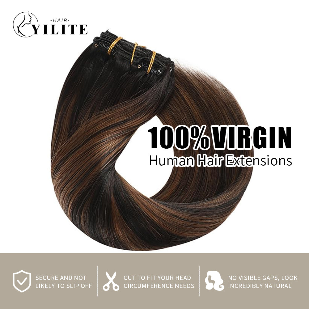 Yilite (#P1B/6/T1B) Natural Black Balayage Classic Clip Ins