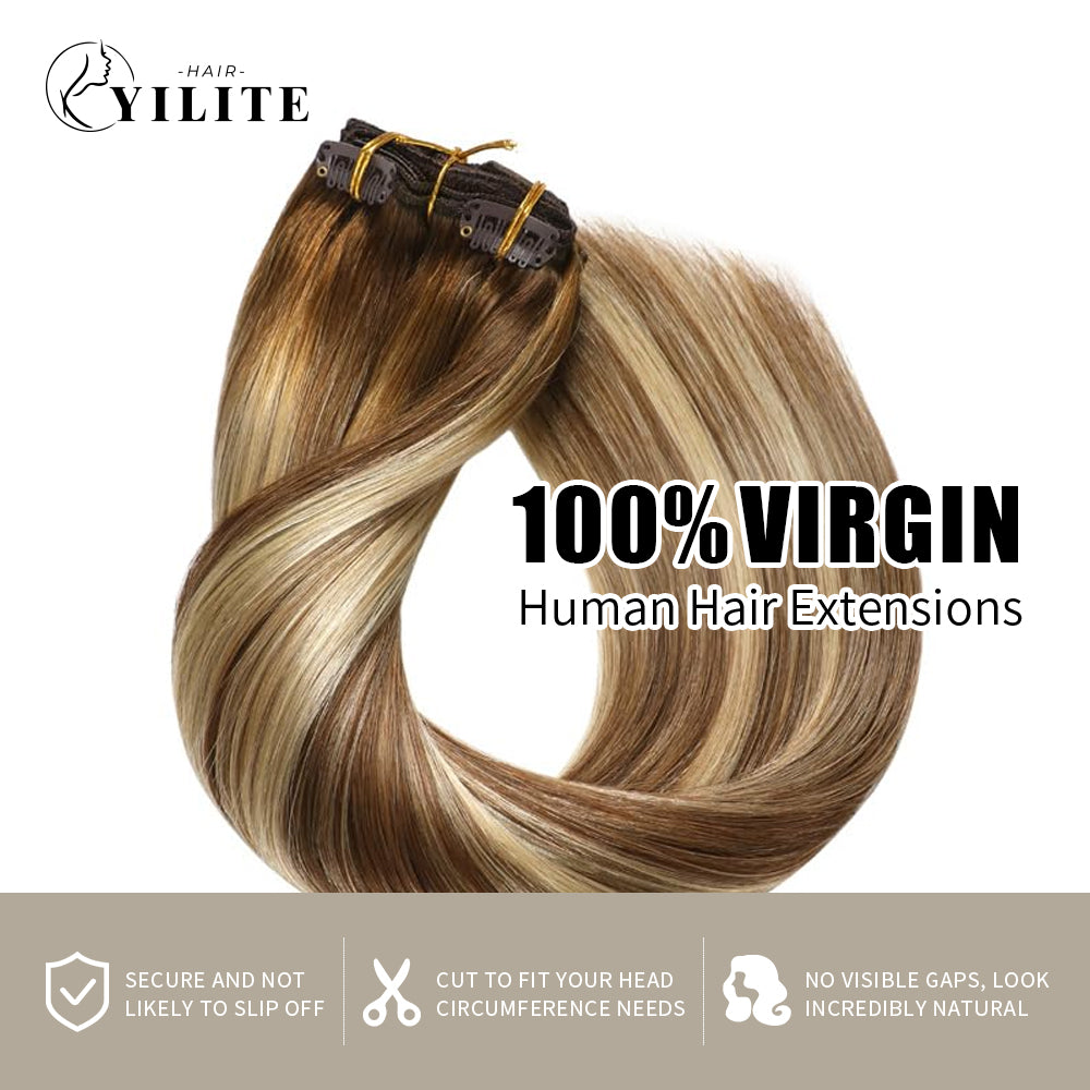 Yilite (#P6/613/T4) Brown to Blonde Balayage Classic Clip Ins