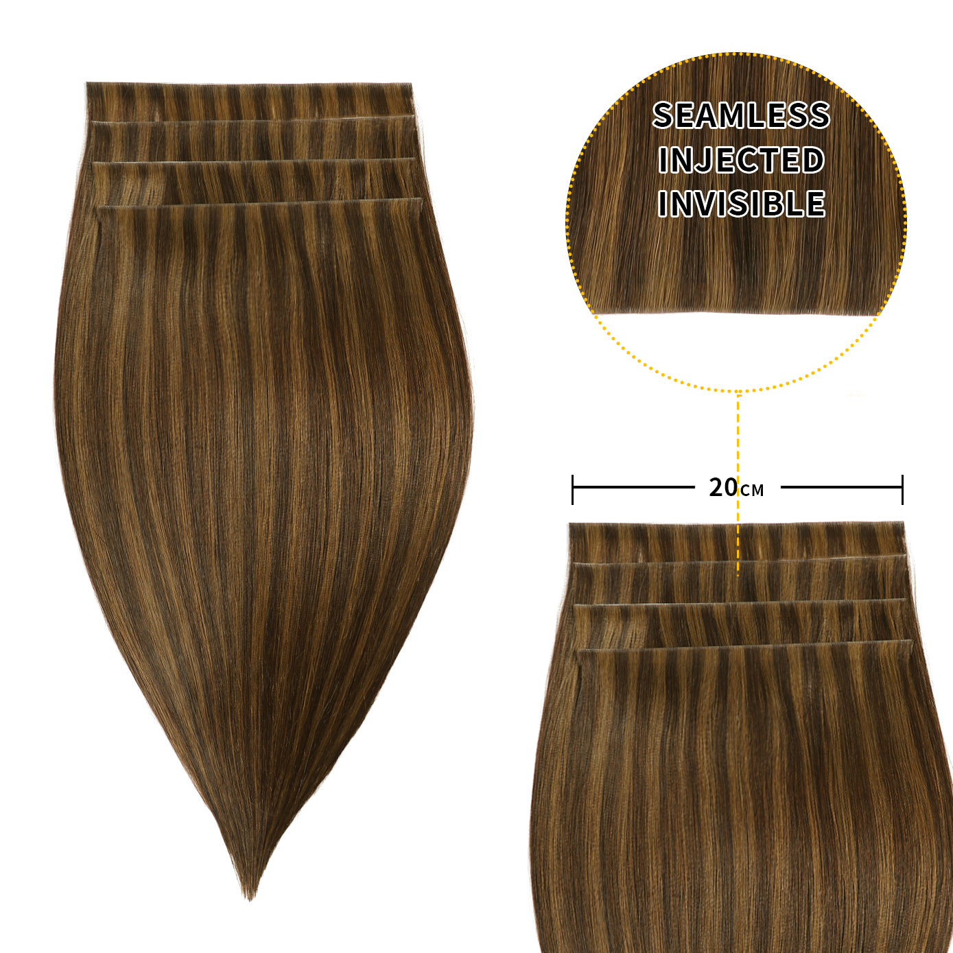 Yilite (#P2/6) Darkest Brown Chestnut Balayage Tape Weft Hair Extensions