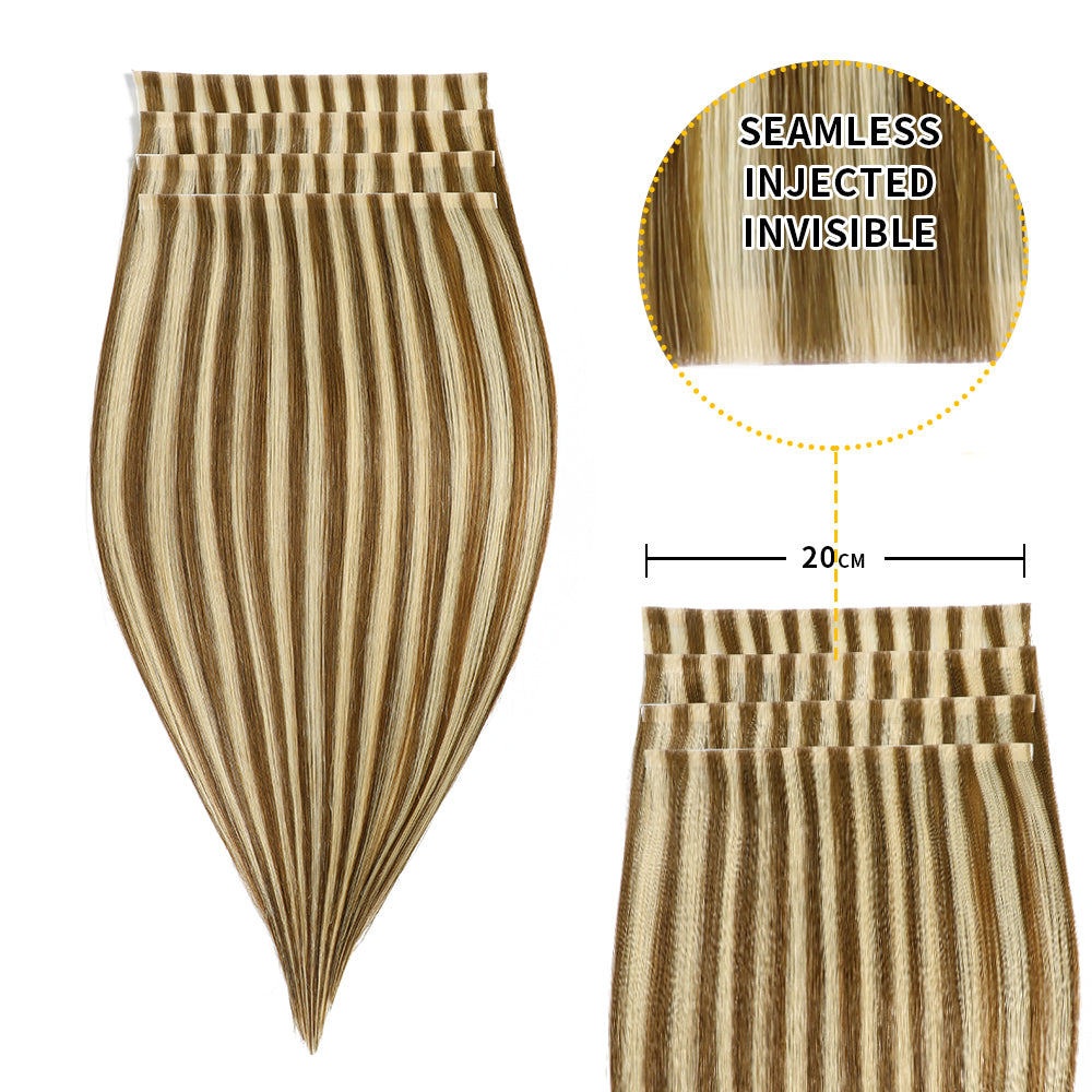 Yilite (#P6/613) Chestnut Brown Balayage Tape Weft Hair Extensions