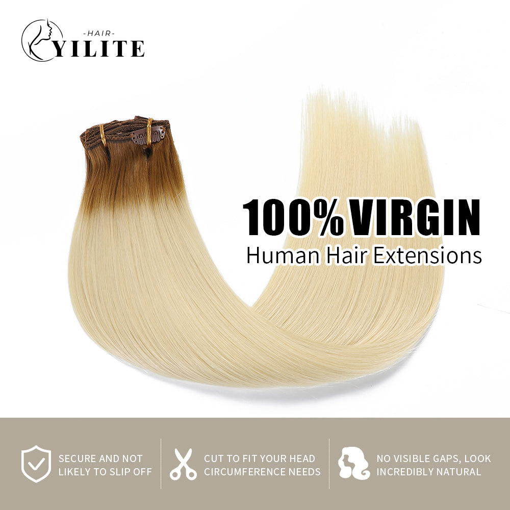 Yilite (#T8/60) Light Brown to Platinum Blonde Classic Clip Ins