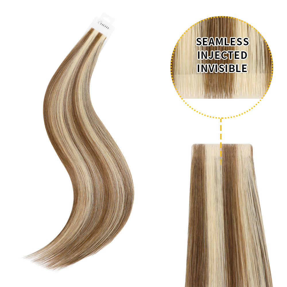 Yilite (#P6/613) Chestnut Brown Balayage Invisible Tape In Extensions 20Pcs
