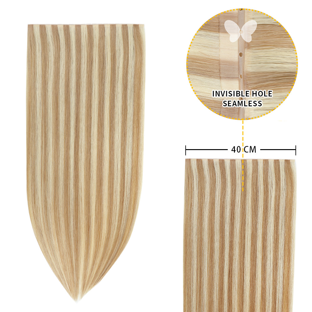 Yilite (#P18/613) Ash Blonde Highlights Butterfly Weft Hair Extensions