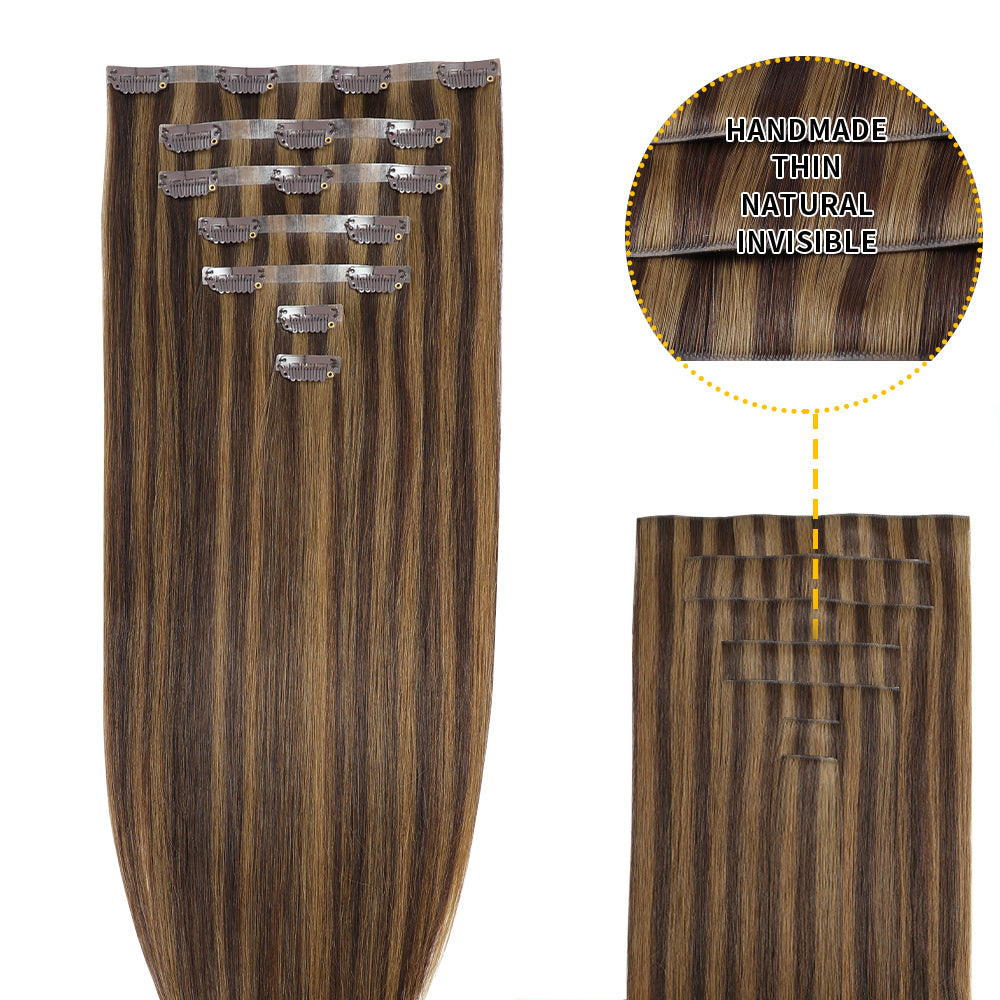Yilite (#P2/6) Darkest Brown Chestnut Balayage Seamless Clip Ins 7Pcs
