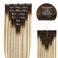 Yilite (#T2/P18/60) Darkest Brown with Ash Blonde Balayage Seamless Clip Ins 7Pcs