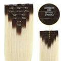 Yilite (#T2/60) Darkest Brown to Platinum Blonde Seamless Clip Ins 7Pcs