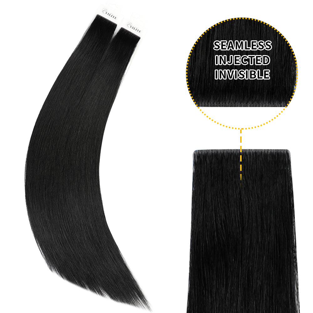 Yilite (#1) Jet Black Invisible Tape In Extensions 20Pcs
