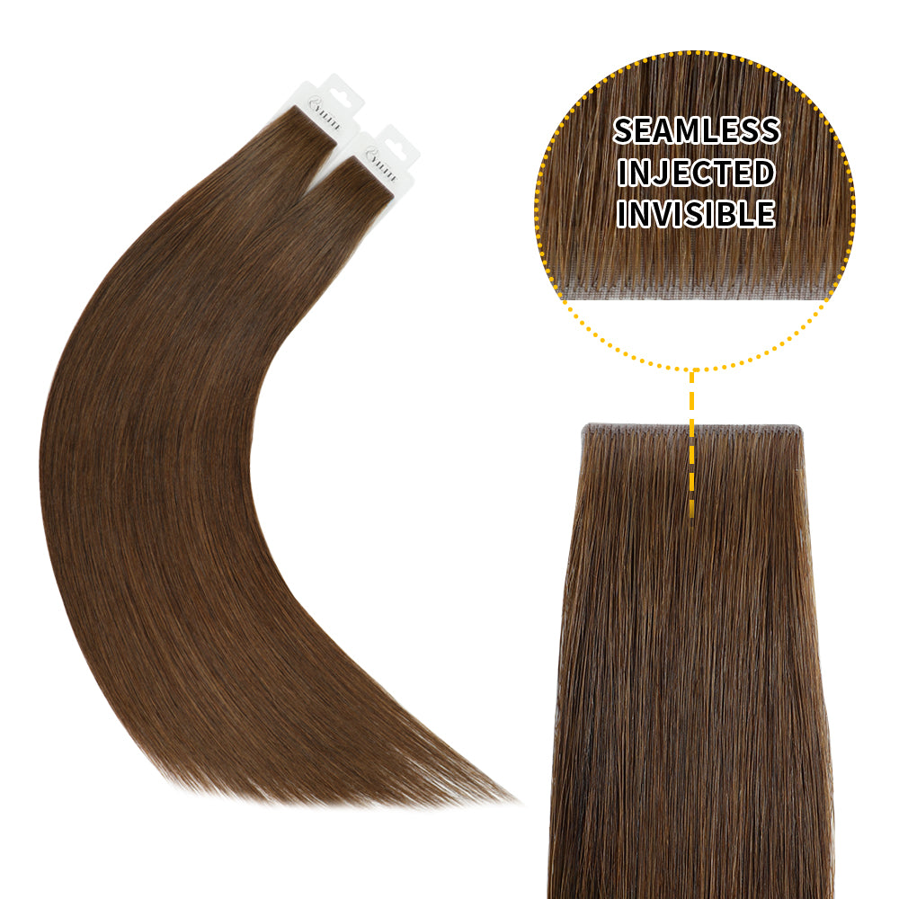 Yilite (#4) Chocolate Brown Invisible Tape In Extensions 20Pcs