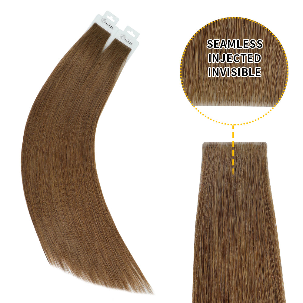 Yilite (#6) Chestnut Brown Invisible Tape In Extensions 20Pcs