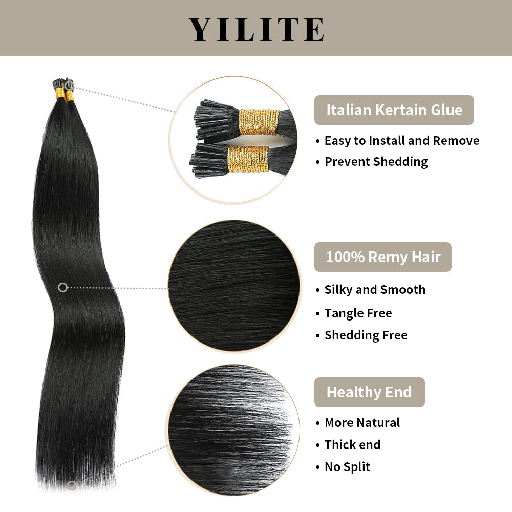 Yilite (#1) Jet Black I Tip Extensions