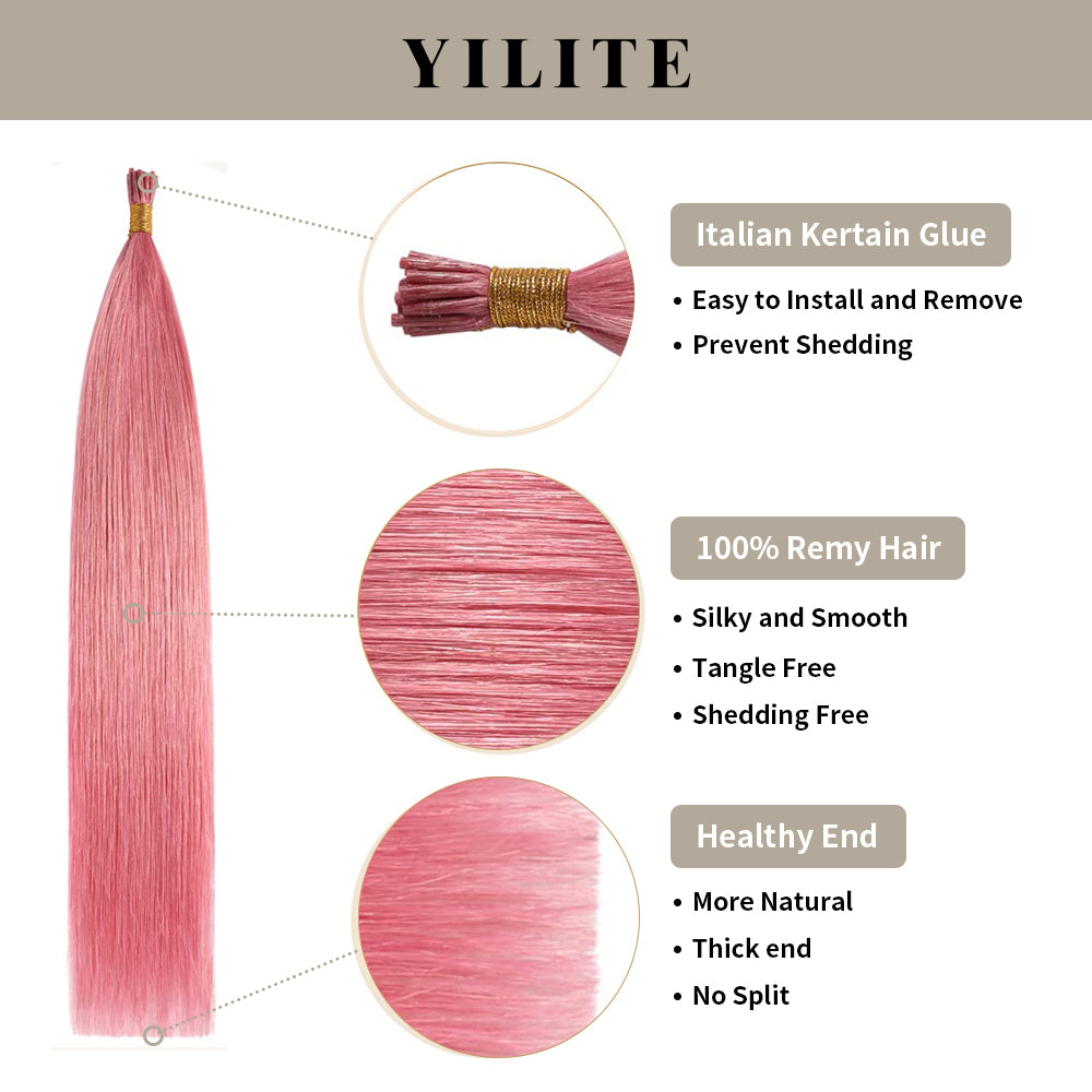 Yilite Hot Pink I Tip Extensions