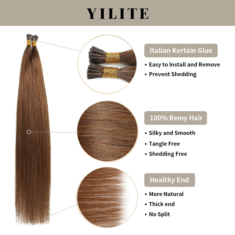 Yilite (#6) Chestnut Brown I Tip Extensions