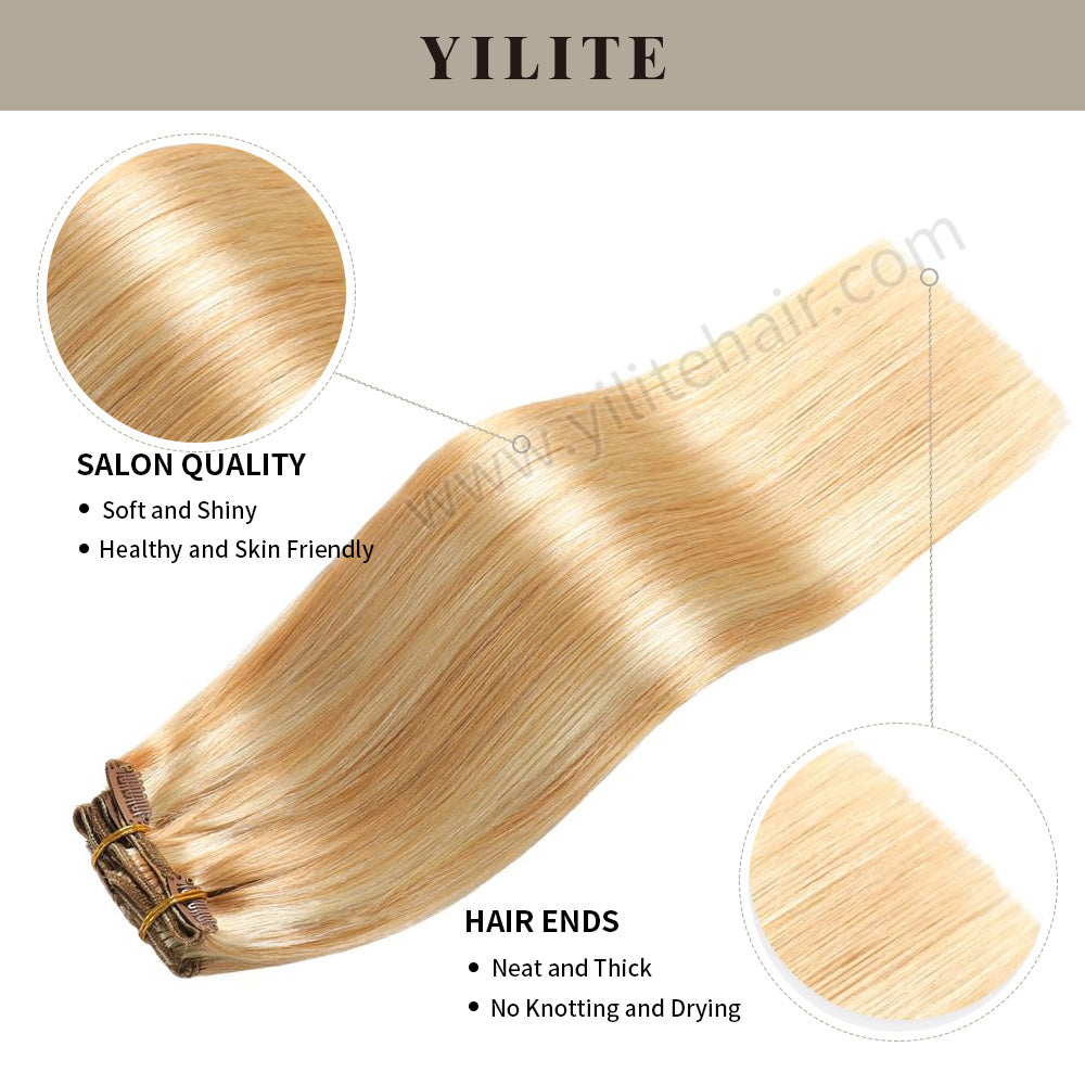 Yilite (#P27/613) Strawberry Blonde Bleach Blonde Classic Clip Ins