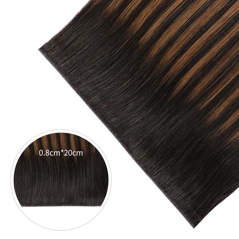 Yilite (#P1B/6/T1B) Natural Black Balayage Tape Weft Hair Extensions