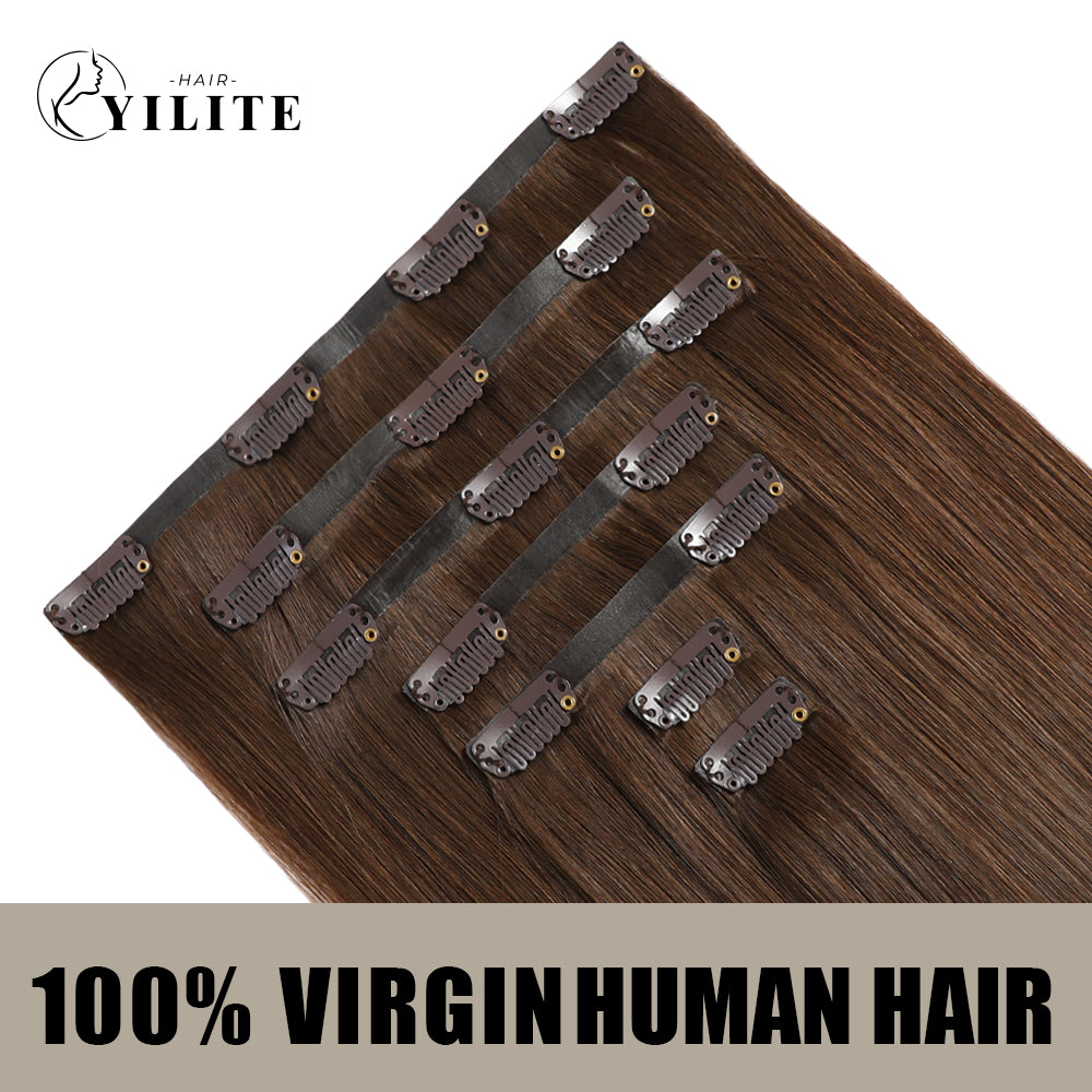 Yilite (#4) Chocolate Brown Seamless Clip Ins 7Pcs