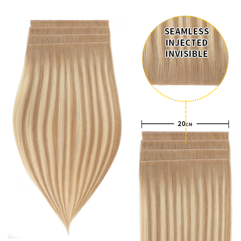 Yilite (#T18/P18/613) Ash Blonde Balayage Tape Weft Hair Extensions