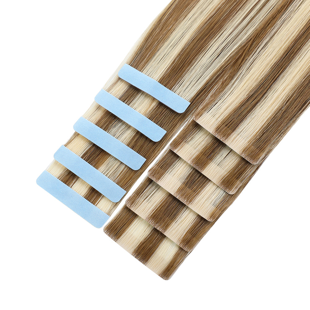 Yilite (#P6/613) Chestnut Brown Balayage Invisible Tape In Extensions 20Pcs
