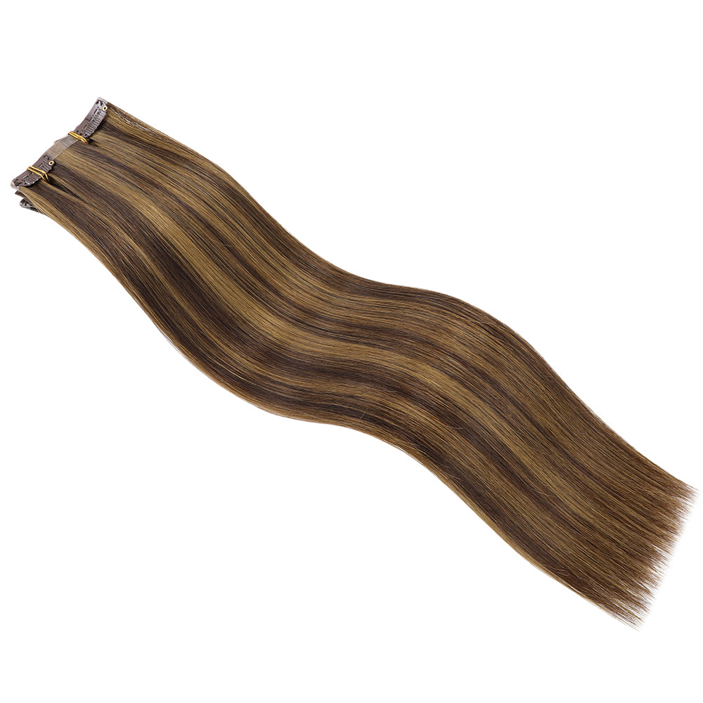 Yilite (#P2/6) Darkest Brown Chestnut Balayage Seamless Clip Ins 7Pcs