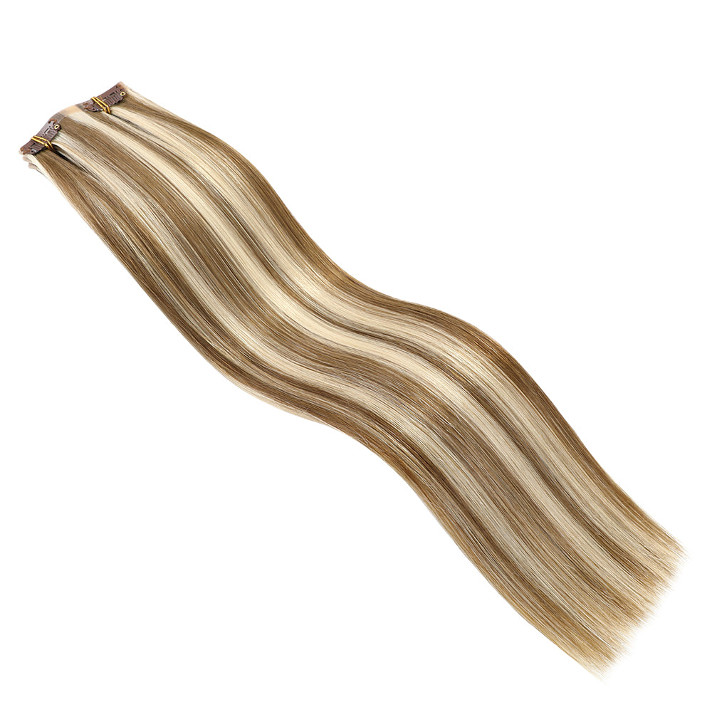 Yilite (#P6/613) Chestnut Brown Balayage Seamless Clip Ins 7Pcs