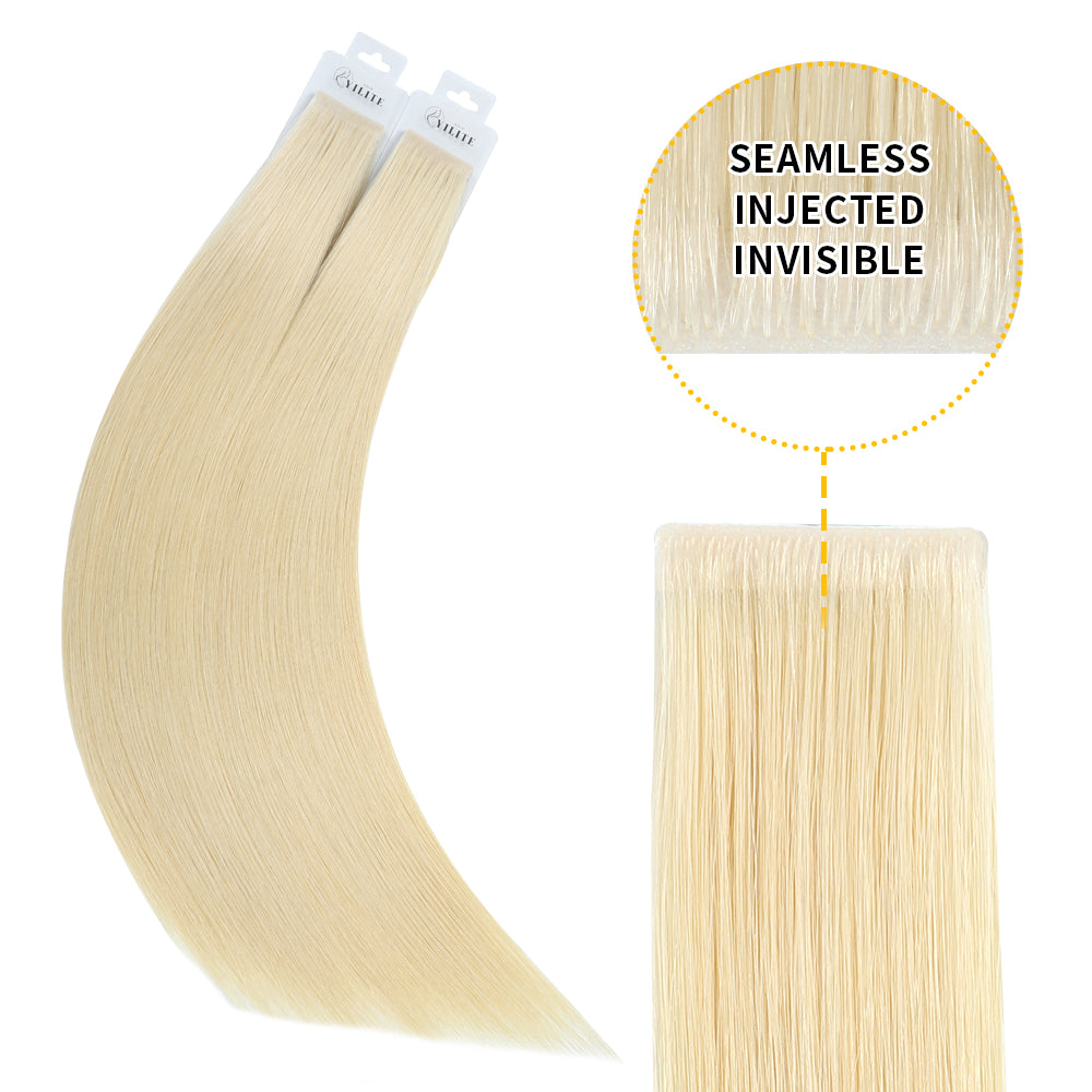 Yilite (#60) Platinum Blonde Invisible Tape In Extensions 20Pcs