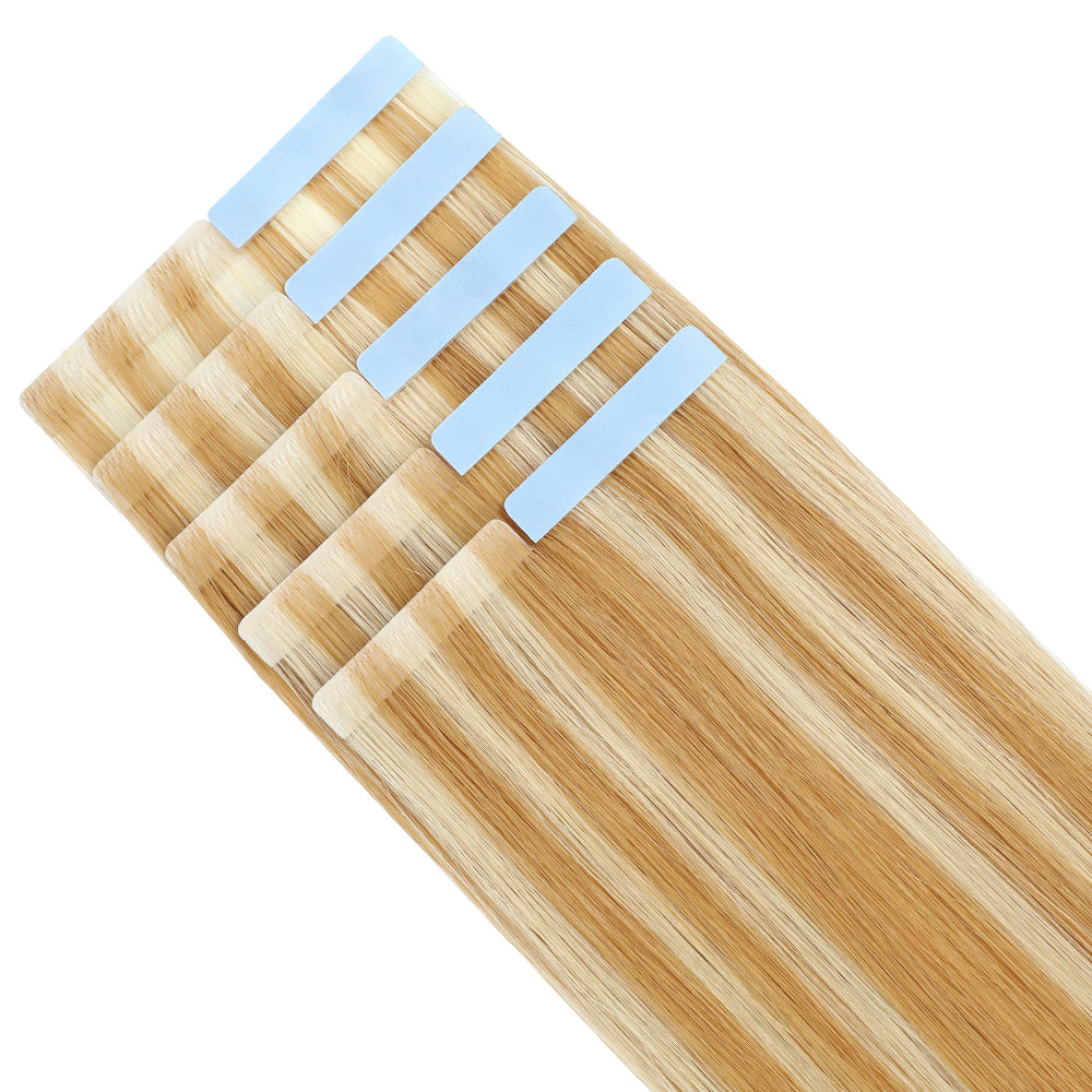 Yilite (#P27/613) Strawberry Blonde Bleach Blonde Invisible Tape In Extensions 20Pcs