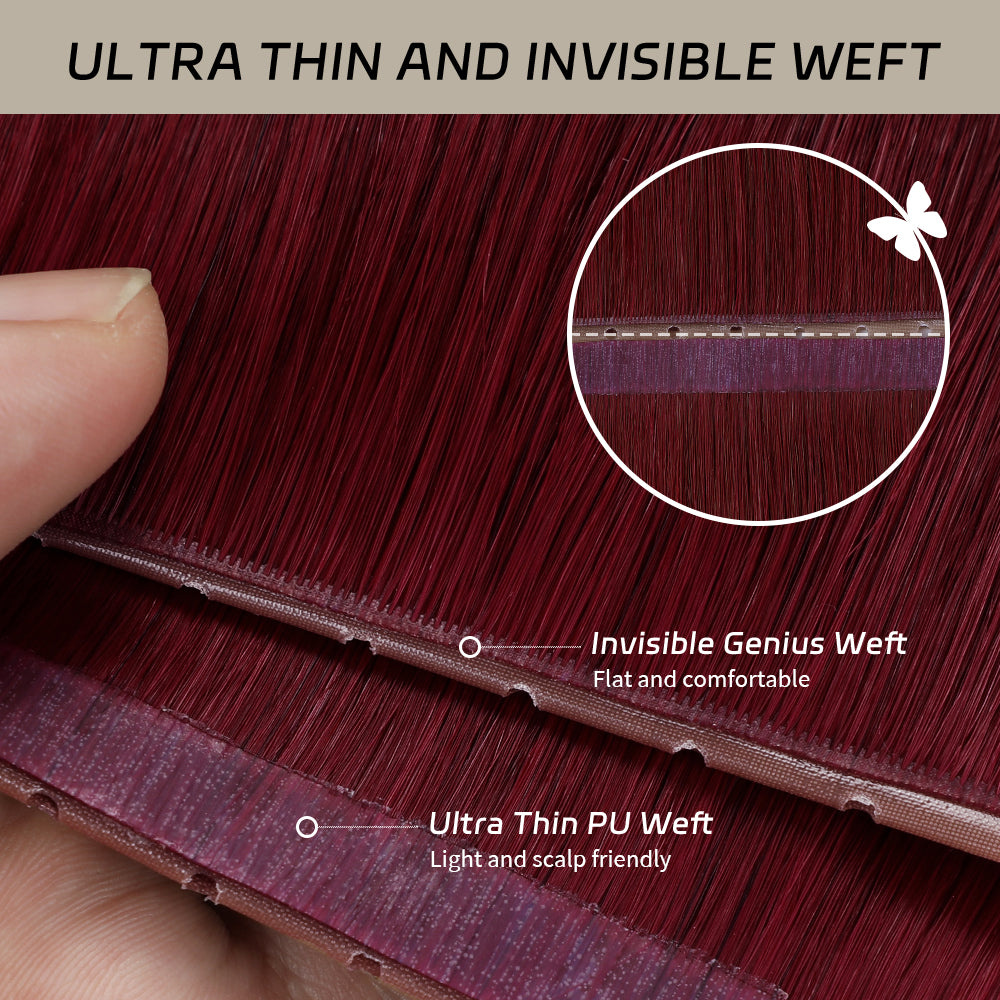 Yilite (#99J) Burgundy Butterfly Weft Hair Extensions
