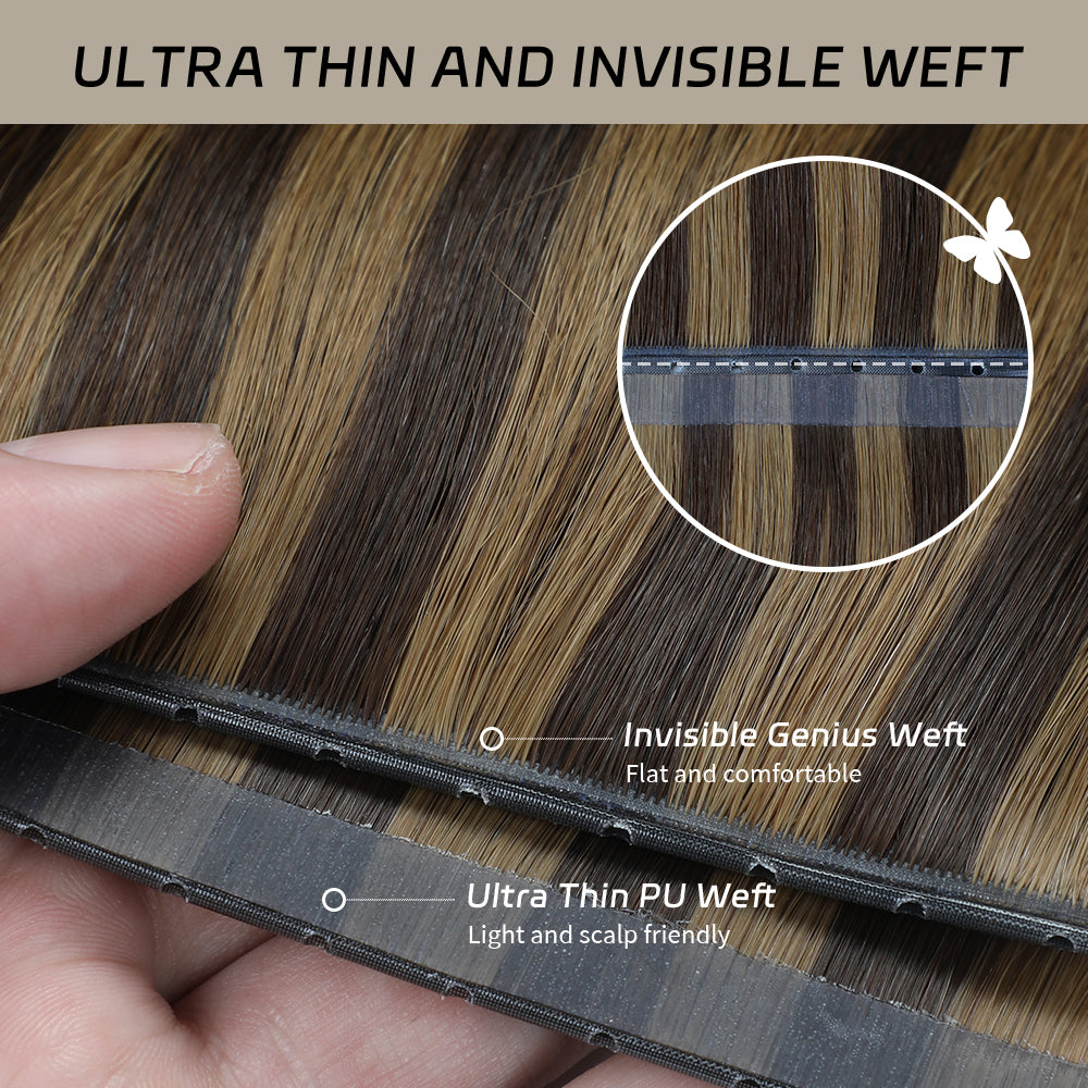 Yilite (#P2/6) Darkest Brown Chestnut Balayage Butterfly Weft Hair Extensions