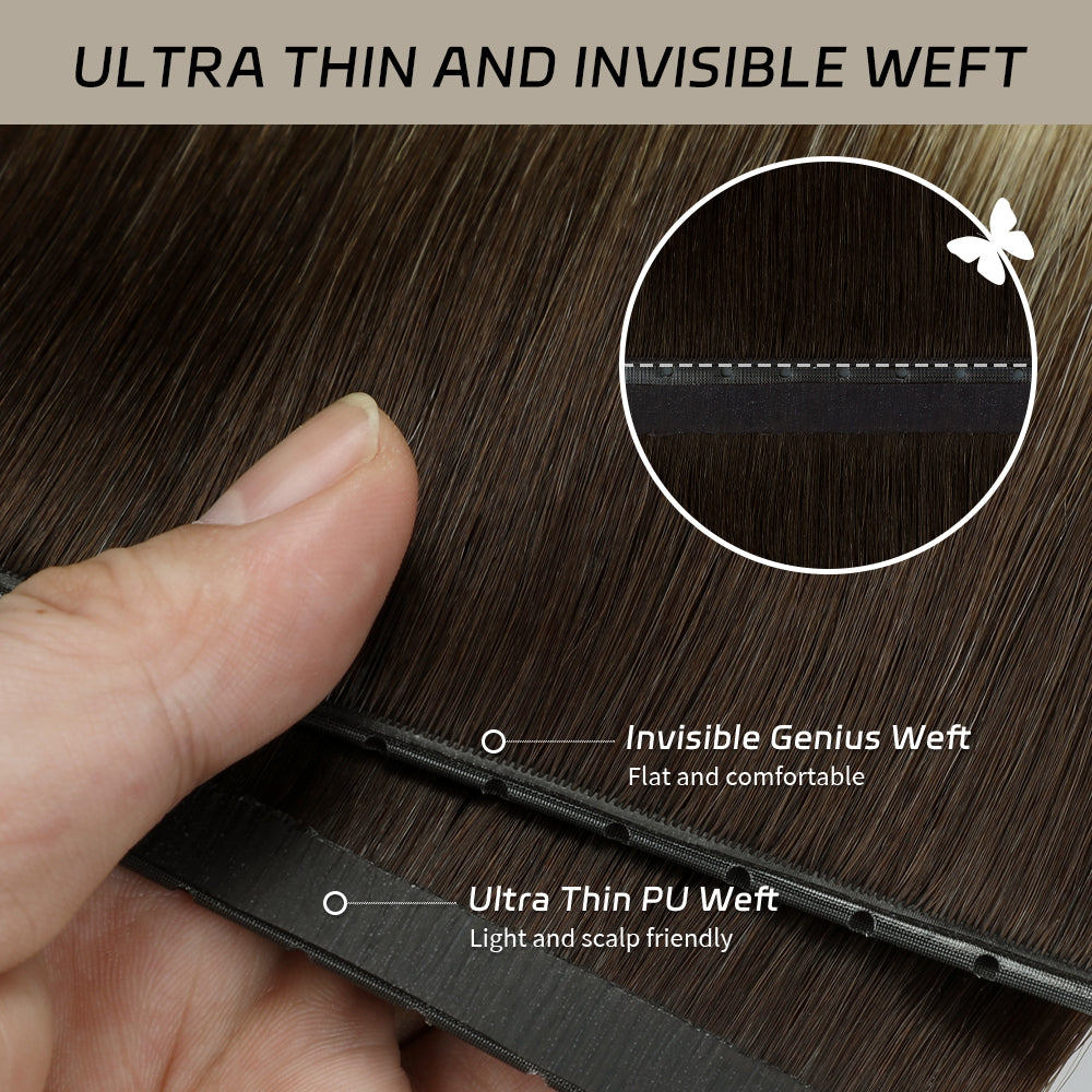 Yilite (#T2/60) Darkest Brown to Platinum Blonde Butterfly Weft Hair Extensions