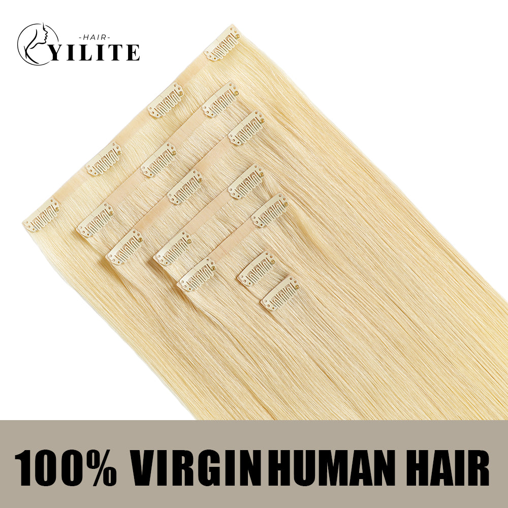 Yilite (#613) Bleach Blonde Seamless Clip Ins 7Pcs