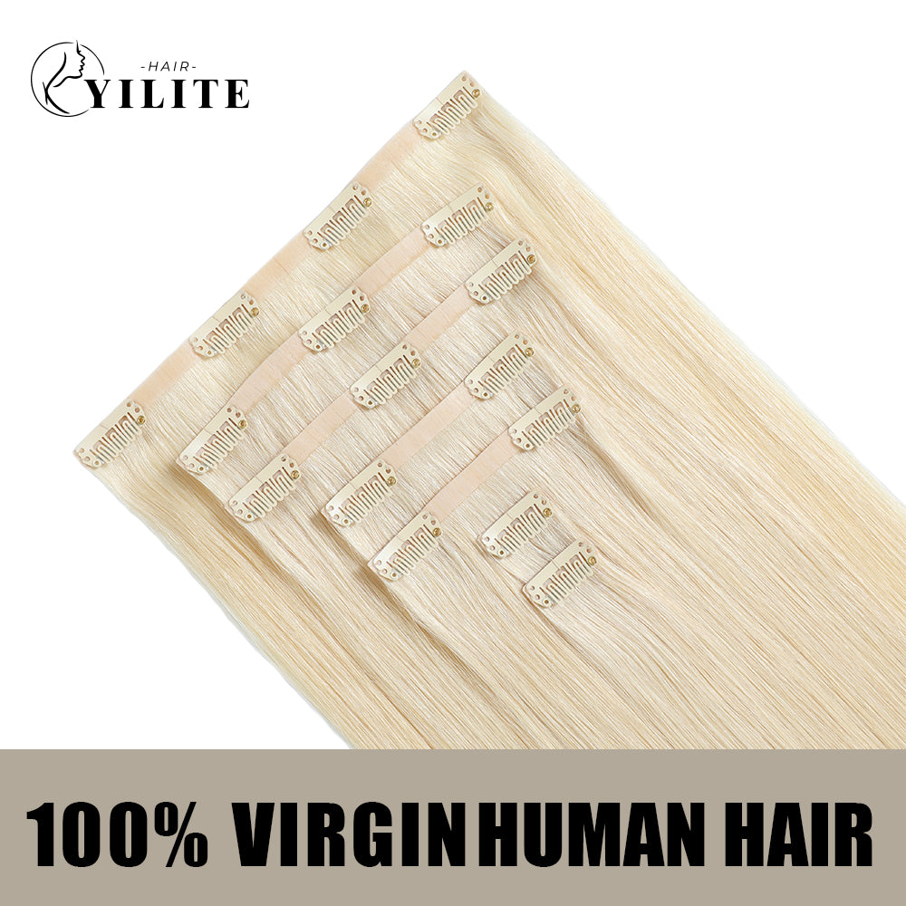 Yilite (#60) Platinum Blonde Seamless Clip Ins 7Pcs