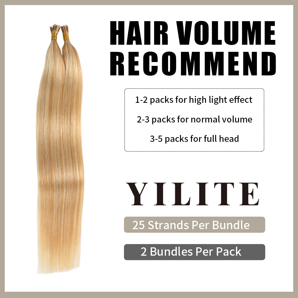 Yilite (#P27/613) Strawberry Blonde Bleach Blonde I Tip Extensions