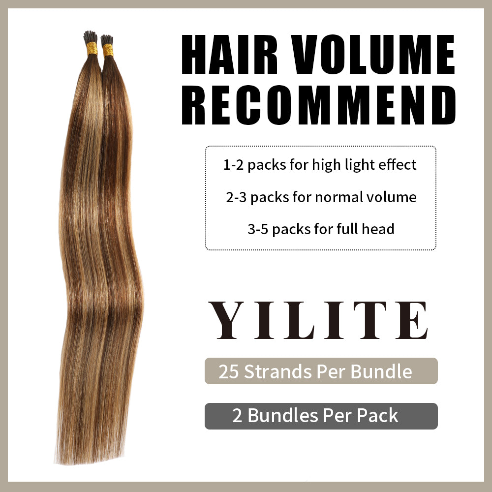 Yilite (#P4/27/T4) Chocolate Brown to Caramel Blonde I Tip Extensions