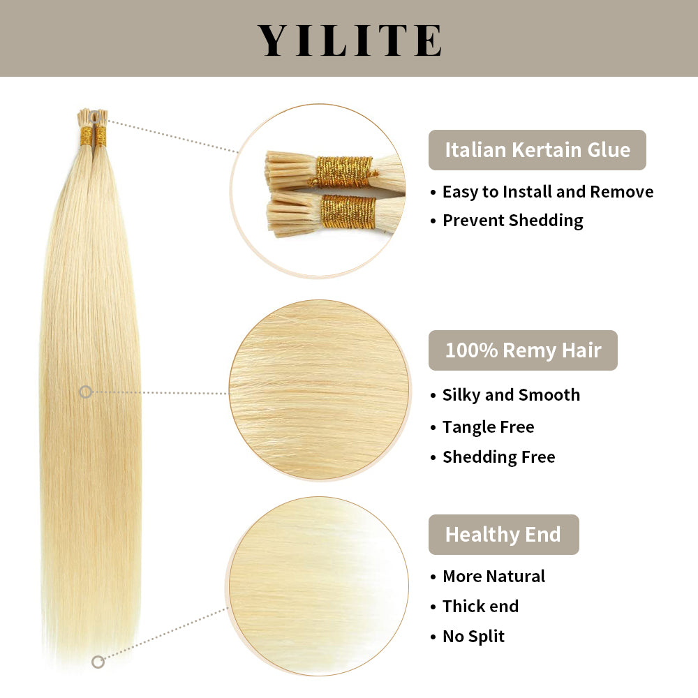 Yilite (#613) Bleach Blonde I Tip Extensions