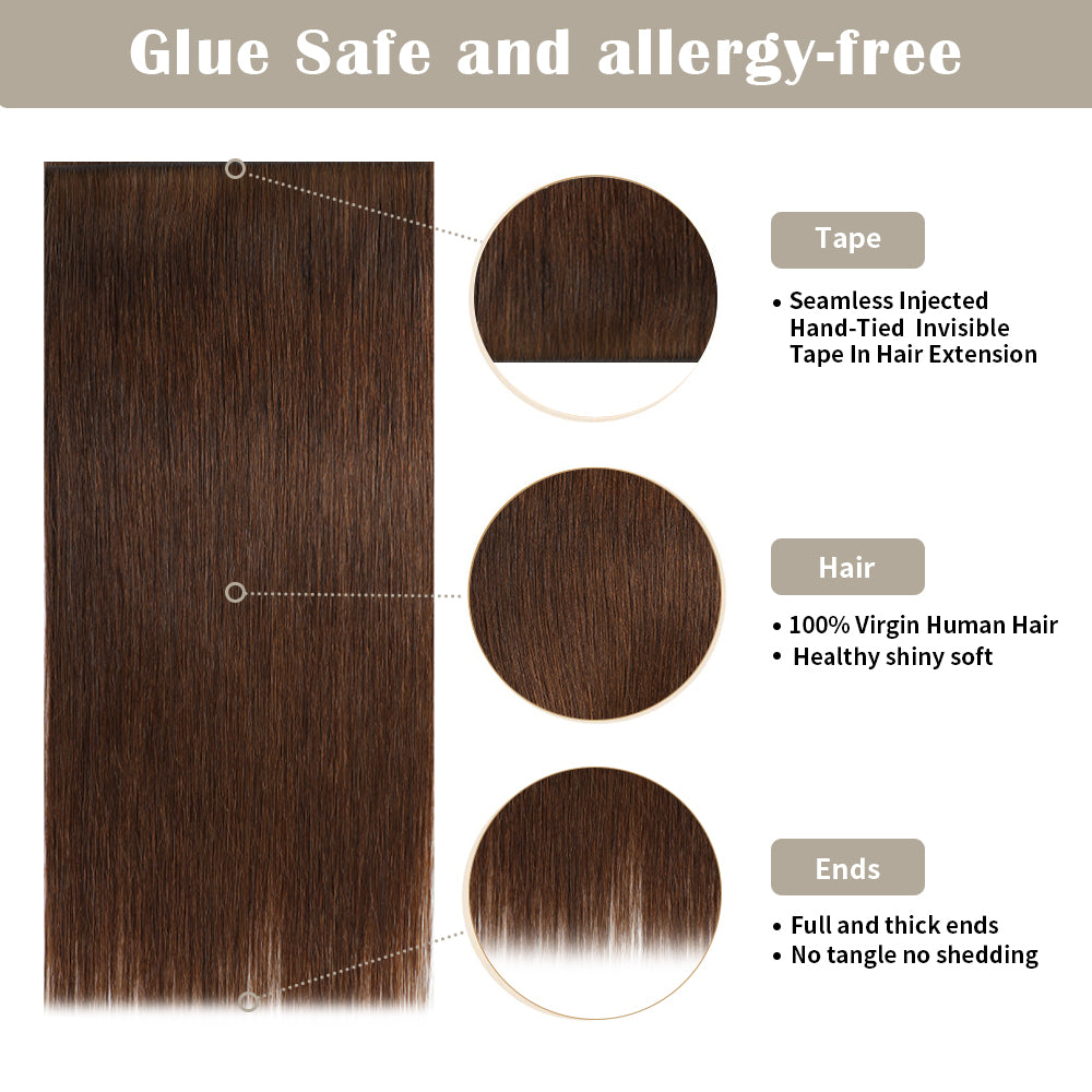 Yilite (#4) Chocolate Brown Tape Weft Hair Extensions