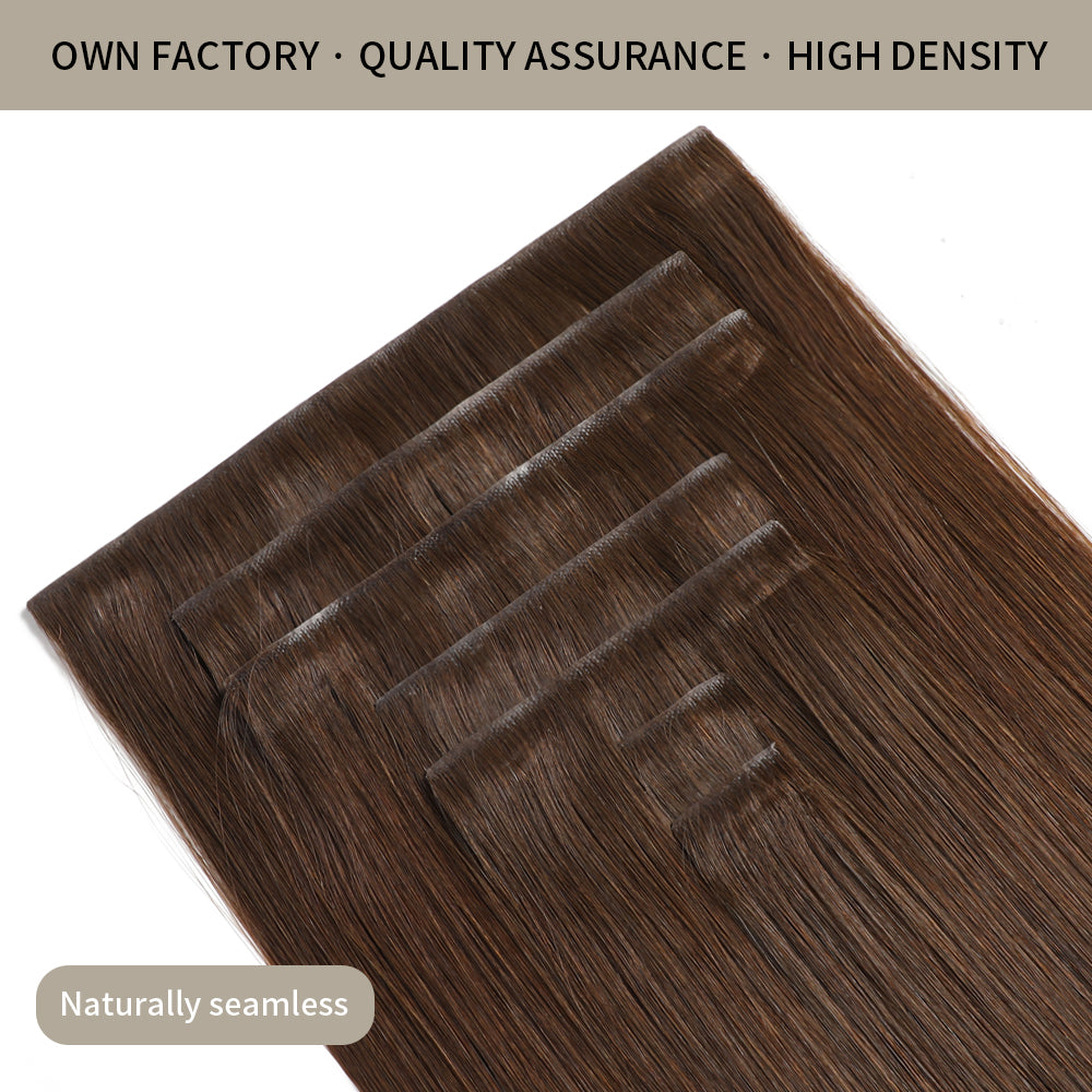 Yilite (#4) Chocolate Brown Seamless Clip Ins 7Pcs