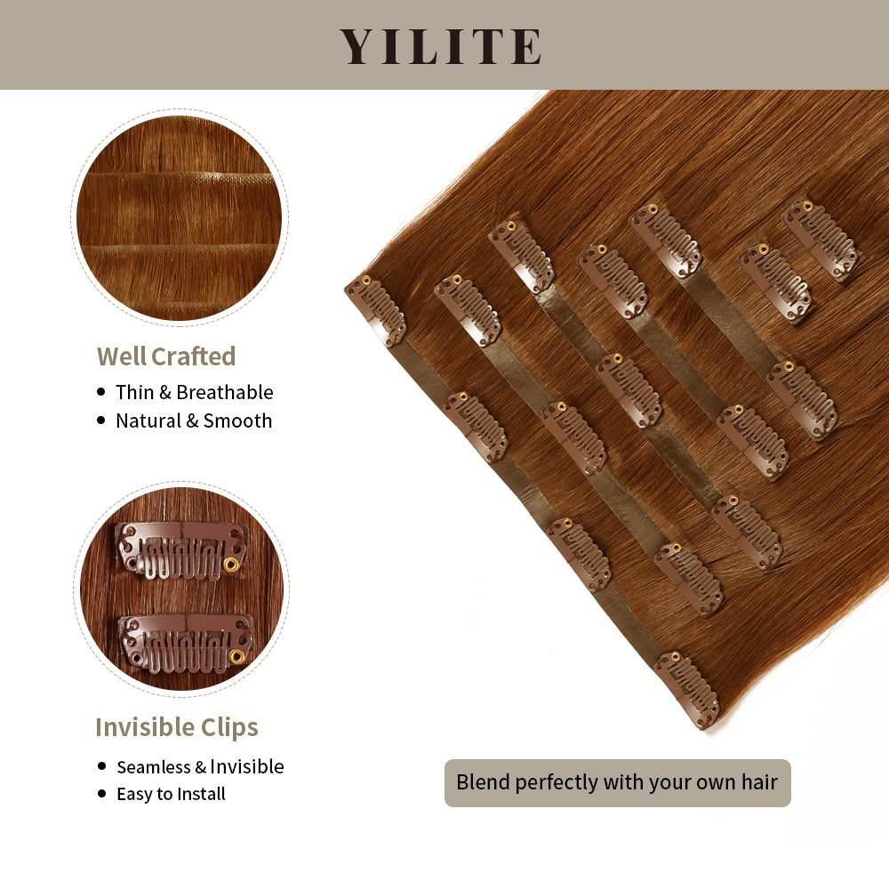 Yilite (#33) Dark Auburn Seamless Clip Ins 7Pcs