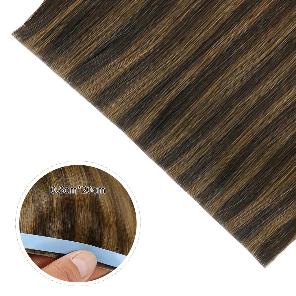 Yilite (#P2/6) Darkest Brown Chestnut Balayage Tape Weft Hair Extensions