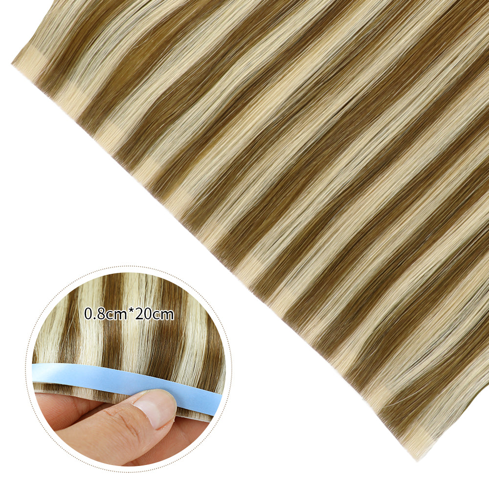 Yilite (#P6/613) Chestnut Brown Balayage Tape Weft Hair Extensions