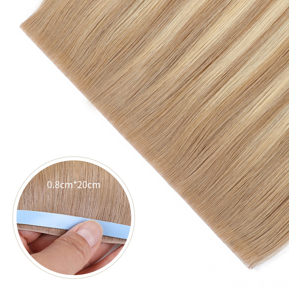Yilite (#T18/P18/613) Ash Blonde Balayage Tape Weft Hair Extensions