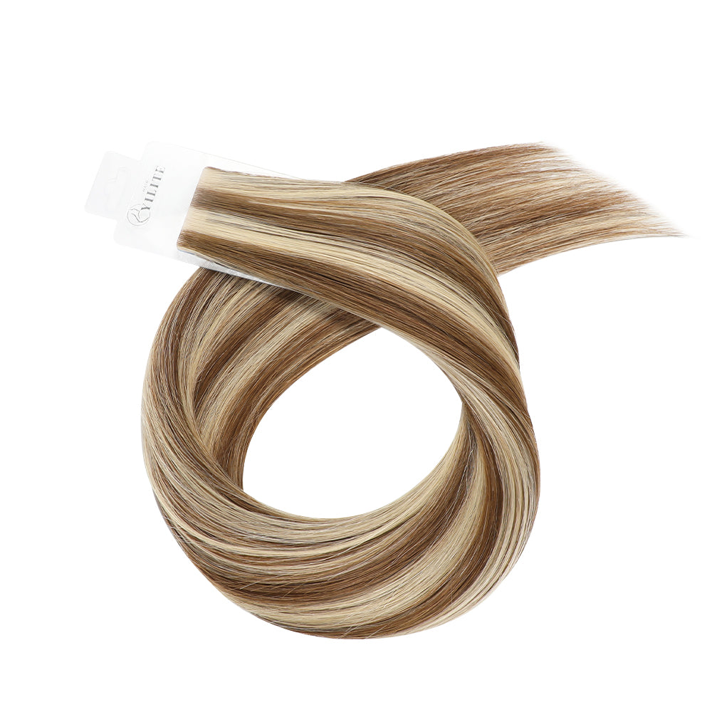 Yilite (#P6/613) Chestnut Brown Balayage Invisible Tape In Extensions 20Pcs