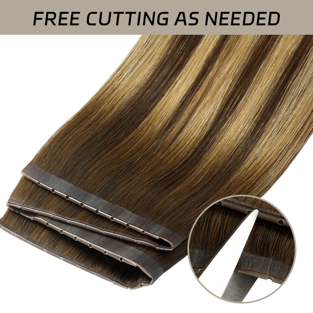 Yilite (#P4/27/T4) Chocolate Brown to Caramel Blonde Butterfly Weft Hair Extensions