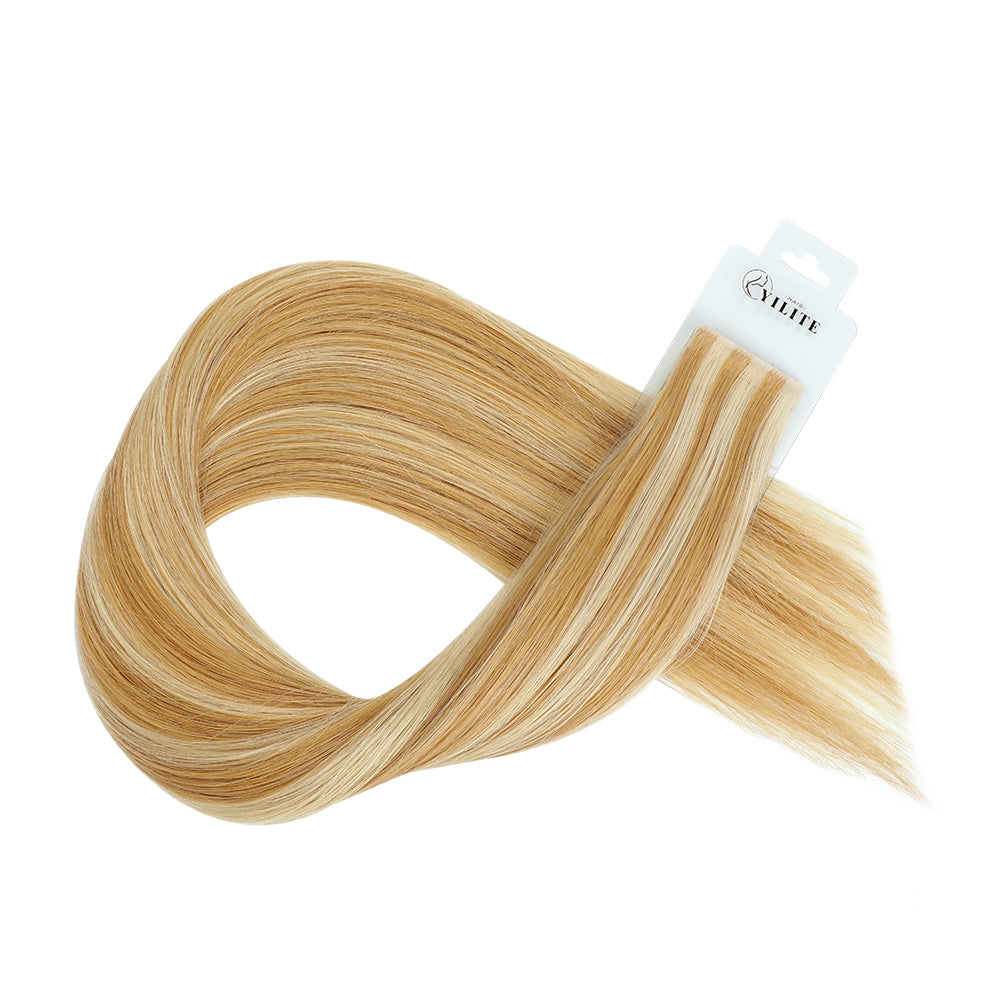 Yilite (#P27/613) Strawberry Blonde Bleach Blonde Invisible Tape In Extensions 20Pcs