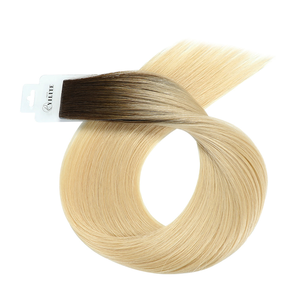 Yilite (#T2/60) Darkest Brown to Platinum Blonde Invisible Tape In Extensions 20Pcs