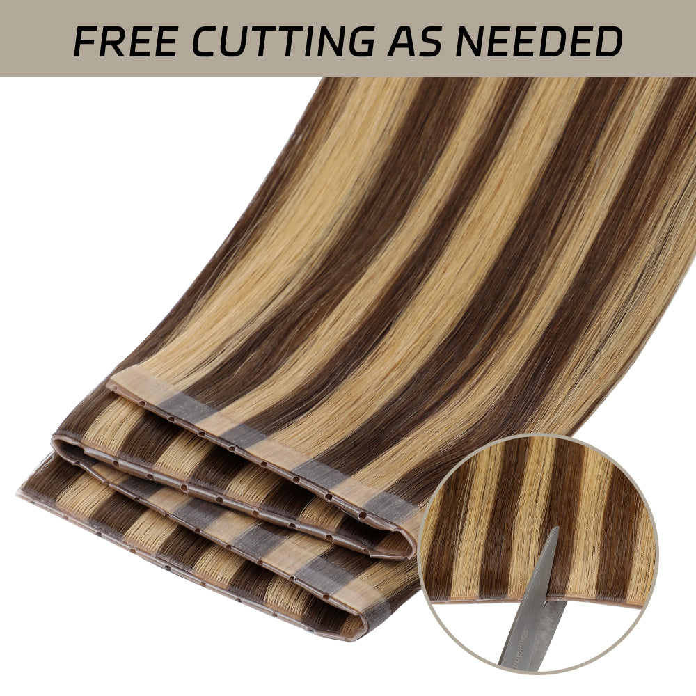 Yilite (#P4/27) Caramel Blonde Balayage Butterfly Weft Hair Extensions