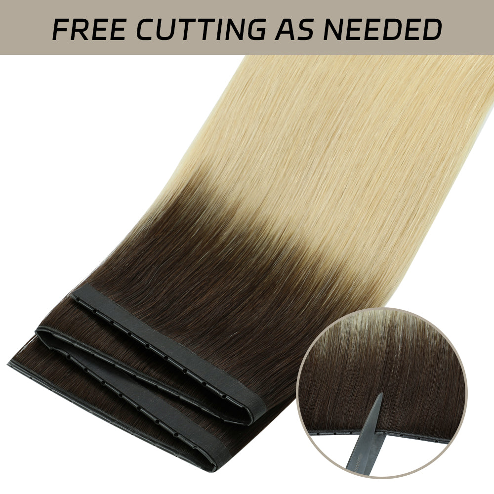 Yilite (#T2/60) Darkest Brown to Platinum Blonde Butterfly Weft Hair Extensions