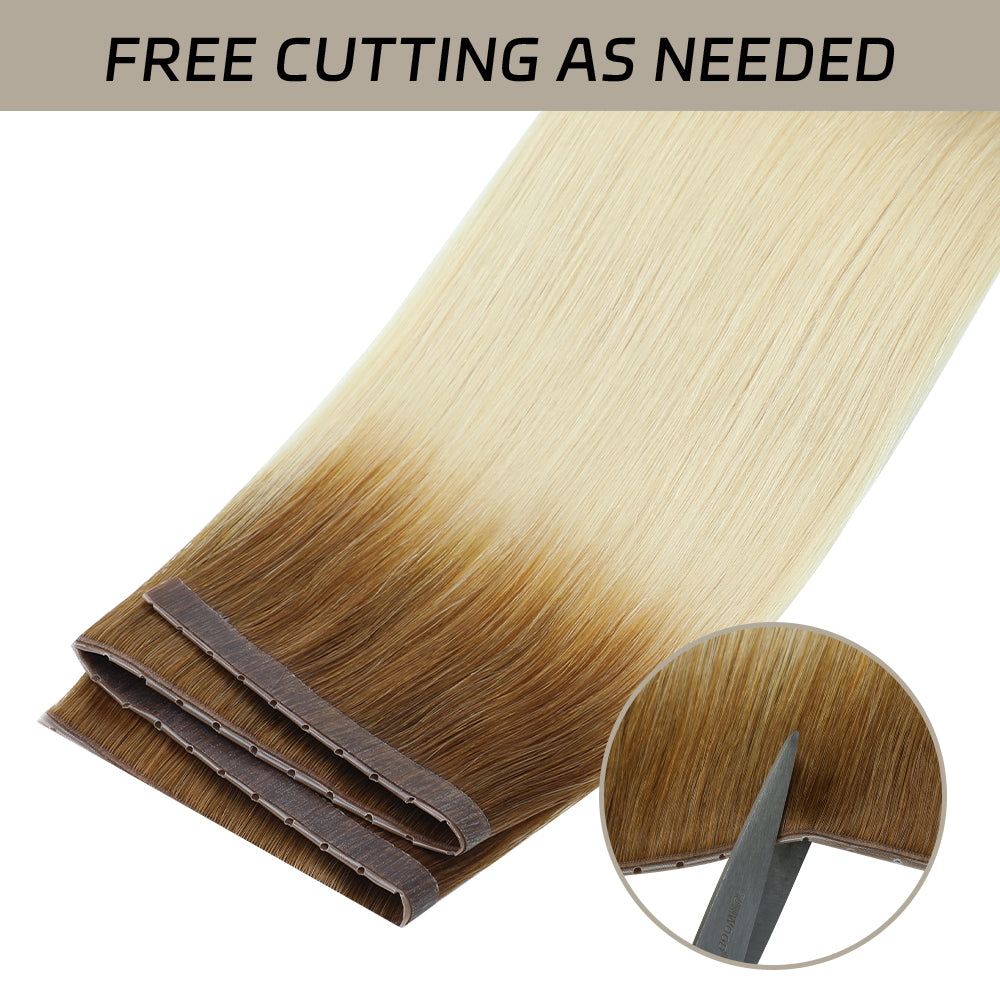 Yilite (#T8/60) Light Brown to Platinum Blonde Butterfly Weft Hair Extensions