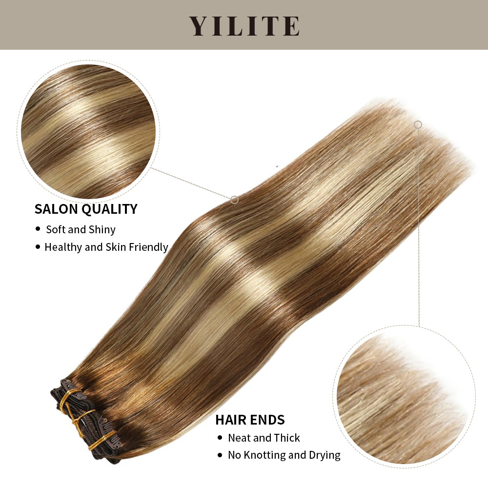 Yilite (#P6/613/T4) Brown to Blonde Balayage Classic Clip Ins