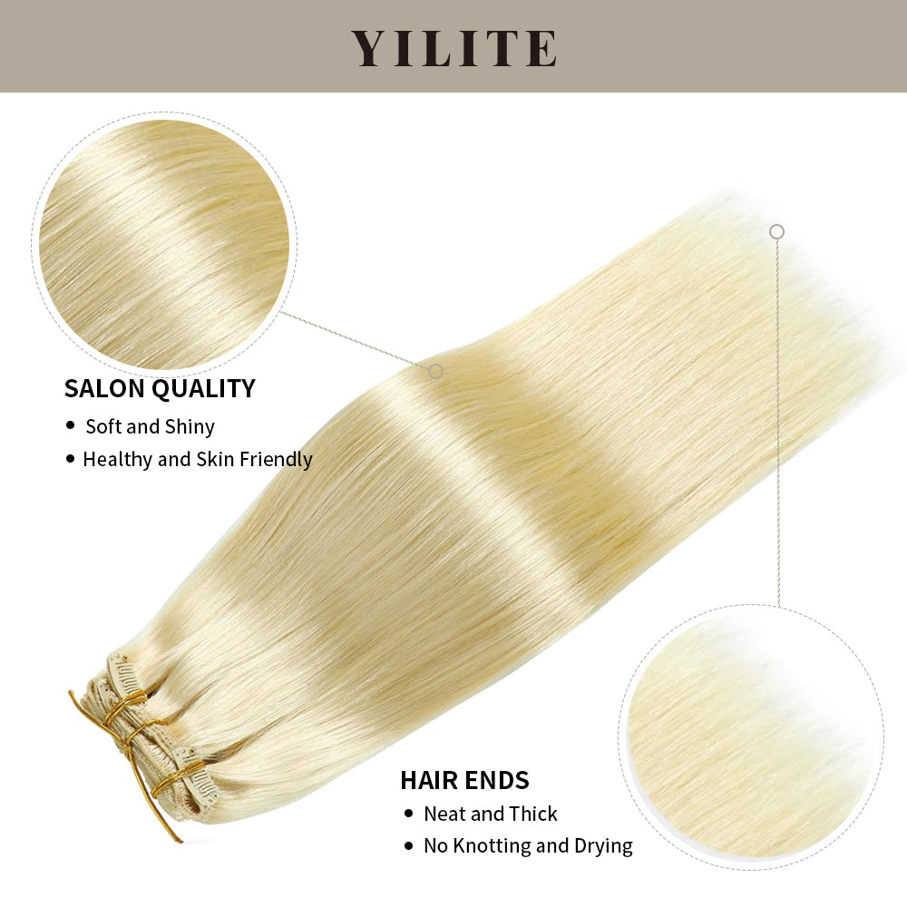 Yilite (#60) Platinum Blonde Classic Clip Ins